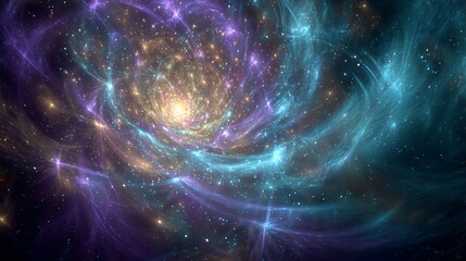 Vibrant swirling nebula with stars and cosmic dust