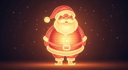 Glowing Santa Claus Figure with Warm Light and Festive Sparkles