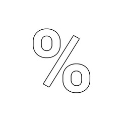 A large black outline percent symbol on the center. Illustration on transparent background