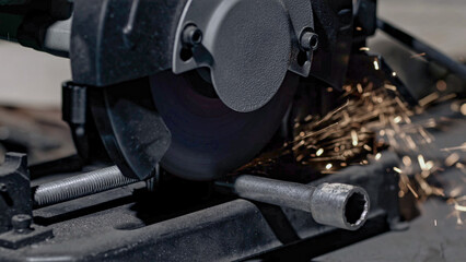 metal tool cutting and repair process in workshop