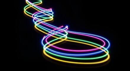 Neon light painting trails: A vibrant dance of colors against the dark canvas