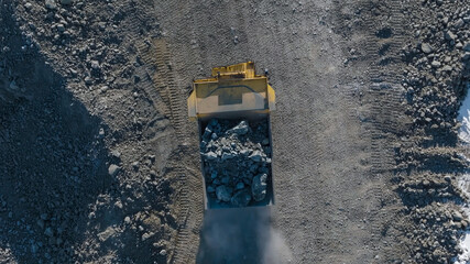 Mining dump truck in the process of transporting minerals from the bottom of the mine to the open pit © WILL PHOTOGRAPHY