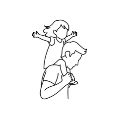 Father Carrying Daughter on Shoulders Silhouette – Family Bonding and Happiness
