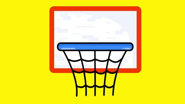 Seamless Loop Flat Animation of Basketball Swish Goal | Perfect Score Hoop | Fast Motion Illustration