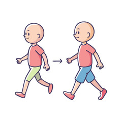 Walking child, animation cycle of walking and gait 2d cartoon character.
