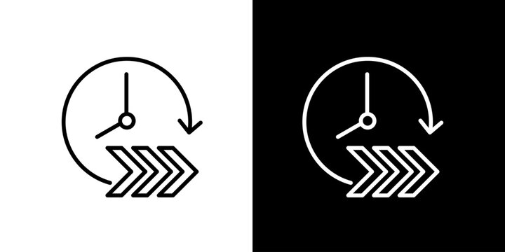Streamlined time icon concept with fast forward arrows, symbolizing quick updates, rapid delivery, and efficient workflows