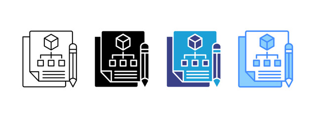 Project icon set multiple style collection