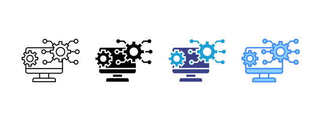 AI icon set multiple style collection