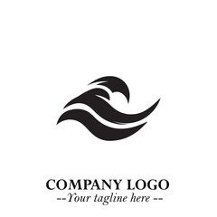 Elegant Black Wave Logo Symbol on a Clean White Background for Modern Minimalist Branding Design Art