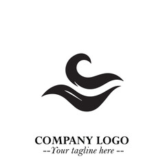 Elegant Black Wave Logo Symbol on a Clean White Background for Modern Minimalist Branding Design Art