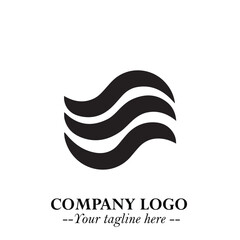 Elegant Black Wave Logo Symbol on a Clean White Background for Modern Minimalist Branding Design Art