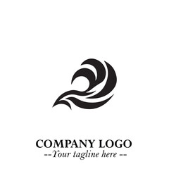 Elegant Black Wave Logo Symbol on a Clean White Background for Modern Minimalist Branding Design Art