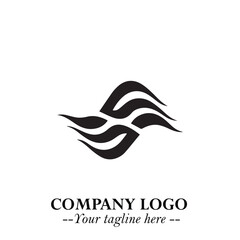 Elegant Black Wave Logo Symbol on a Clean White Background for Modern Minimalist Branding Design Art