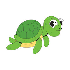 Cute turtle flat design cartoon icon illustration