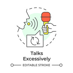 Talks excessively multi color concept icon. Compulsive communication. Social boundaries. Round shape line illustration. Abstract idea. Graphic design. Easy to use in blog post, booklet