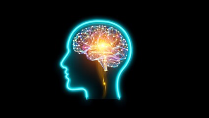 Glowing brain illustration inside human head symbolizing artificial intelligence advancements