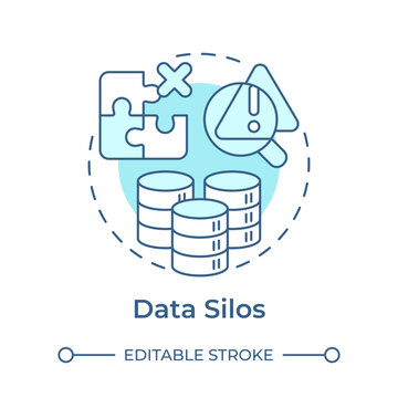 Data silos soft blue concept icon. Database system, information organization. Round shape line illustration. Abstract idea. Graphic design. Easy to use in infographic, presentation
