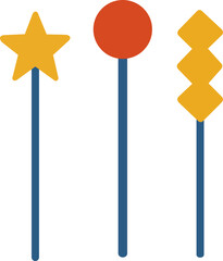 Minimalist Geometric Shapes on Sticks Illustration