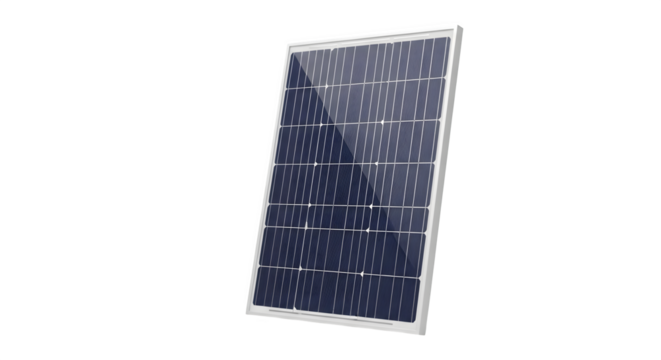 Solar panel photovoltaic cell for renewable energy generation isolated on transparent background