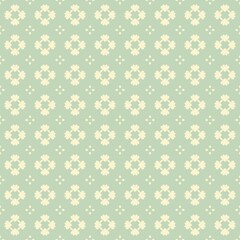 Seamless vintage floral pattern with retro green and cream colors