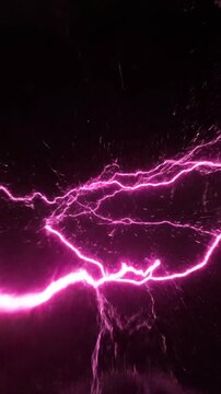 Fast electrical neon pink light trails tracing sharp, intricate abstract curves in a dark environment creating a sense of rapid movement speed, geometric pattern, technology