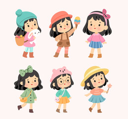 Cute Cartoon Girls Character Collection