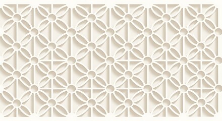 Fototapeta premium Geometric Pattern Abstract Seamless Background Design with Interlocking Circles and Squares, Elegant Light Beige Texture