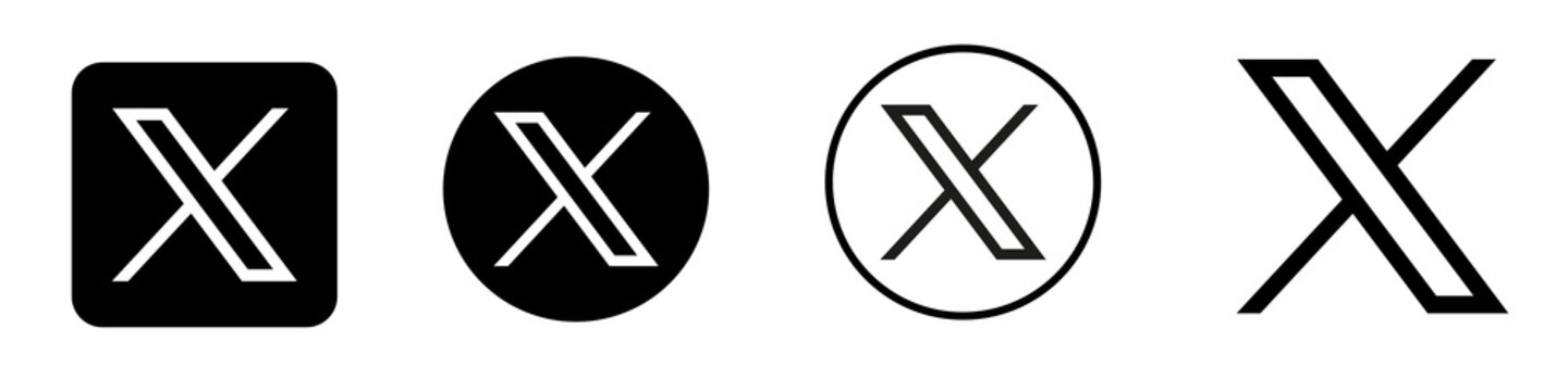 twitter x icon new png icon set, twitter x icon new vector logo. minimalist white x twitter logo social media icon set
