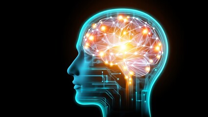 Human Brain Neural Network Artificial Intelligence and Technology Concept Design