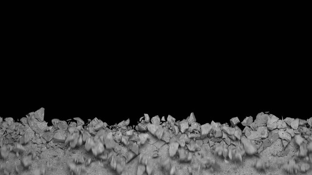 Concrete wall destructions fracture falling down pack with 2 version of destruction speed.4k animation render with alpha channel.	