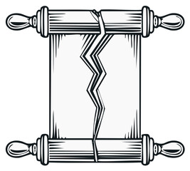 Broken Scroll with Handles Concept of Damaged Ancient Documents