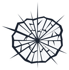 Obraz premium Abstract radial pattern of shattered glass with sharp, angular cracks radiating outwards