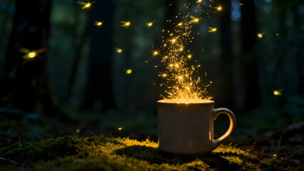 Cup Overflowing With Fireflies