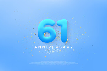 Simple and modern 61st anniversary, birthday celebration vector background. Premium vector for poster, banner, celebration greeting.