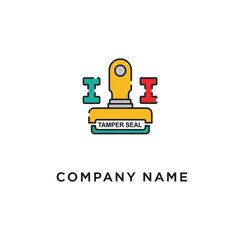 Tamper Seal Stamp with I-Shaped Elements for Company Branding.