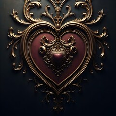 golden heart on black background