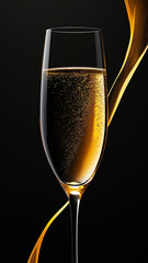 Sparkling Champagne Glass with Bubbles and Elegant Background