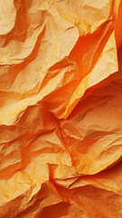 Crumpled Orange Paper Texture Background for Artistic Projects