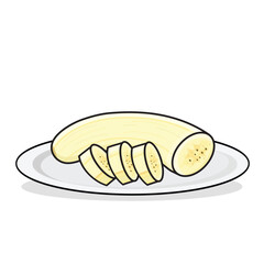 Banana. banana fruit.peeled banana. cut banana cartoon vector icon design illustration. bananas