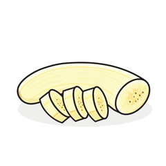 Banana. banana fruit.peeled banana. cut banana cartoon vector icon design illustration. bananas