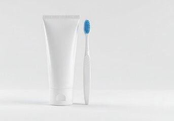 Clean Minimalist Toothbrush and Paste Mockup