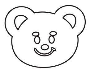 Outline of teddy bear smile expression for cartoon character, colouring book, sketch, comic, emoji, mood, emotion, emotion, feeling, zoo, souvenir shop, animal, sticker, icon, bear face shape, patch
