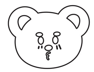 Outline of teddy bear shy expression for cartoon character, kid colouring book, sketch, comic, emoji, mood, emotion, emotion, feeling, zoo, souvenir shop, animal, sticker, icon, bear face shape, patch