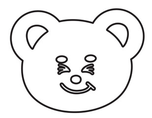 Outline of teddy bear smile expression for cartoon character, colouring book, sketch, comic, emoji, mood, emotion, emotion, feeling, zoo, souvenir shop, animal, sticker, icon, bear face shape, patch