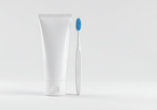 Clean Minimalist Toothbrush and Paste Mockup