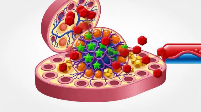 Animated diagram of Leydig cells and testosterone production in the testis.