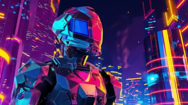 Cartoon Mecha Pilot geometric polygonal armor Videos