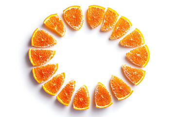 Vibrant orange slices arranged in a circle, offering a refreshing and healthy design element for your summer projects and culinary promotions