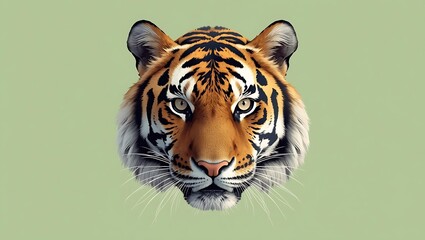 Powerful Tiger Head Showing Striking Feline Features