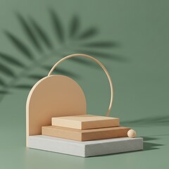 Serene Pastel 3D Render: Earthy Tones & Shadow Play